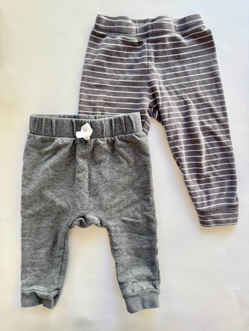 Baby Boy 2pc Gray Pants Bundle Solid Striped 18M